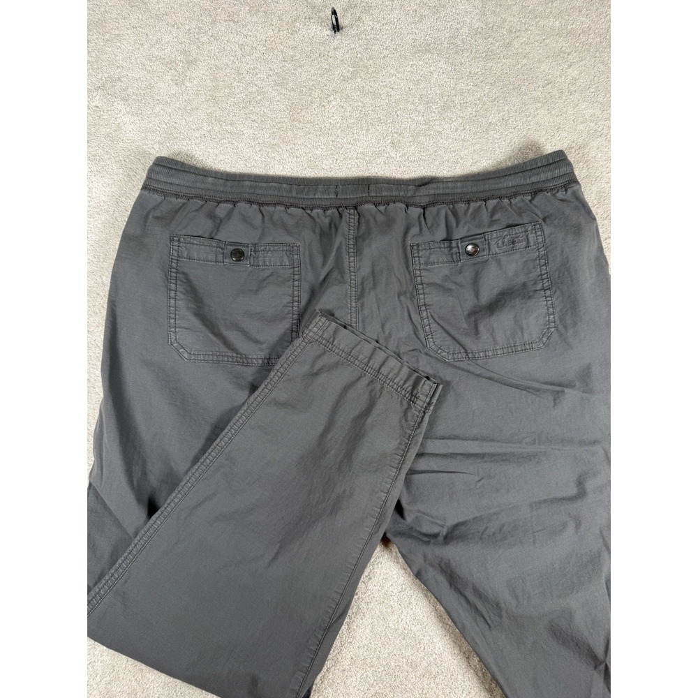 L.L. BEAN Women's Cargo Pants Gray Elastic Drawstring Waist Stretch Size XL Pet.